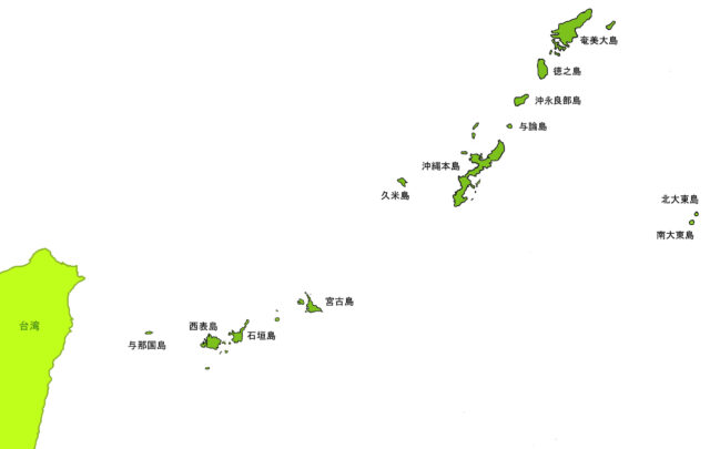 奄美大島と沖縄県の位置