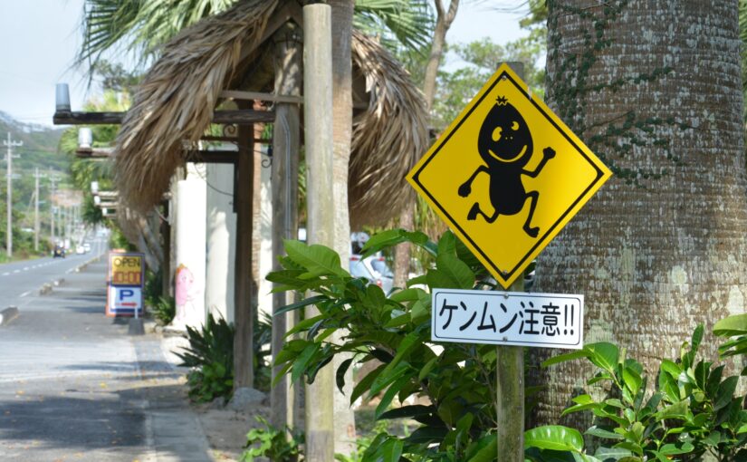 奄美大島　ケンムン注意の看板