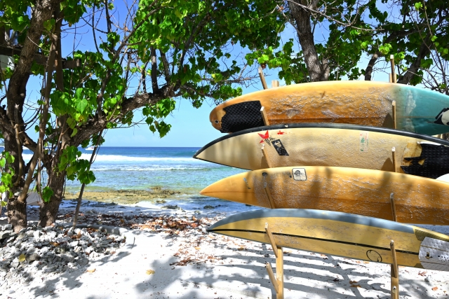 奄美大島　海　サーフボード